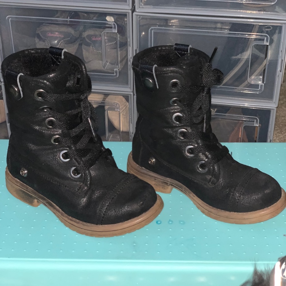 Roxy Black Faux Fur Lined Combat/Moto Toddler Boots Size 11